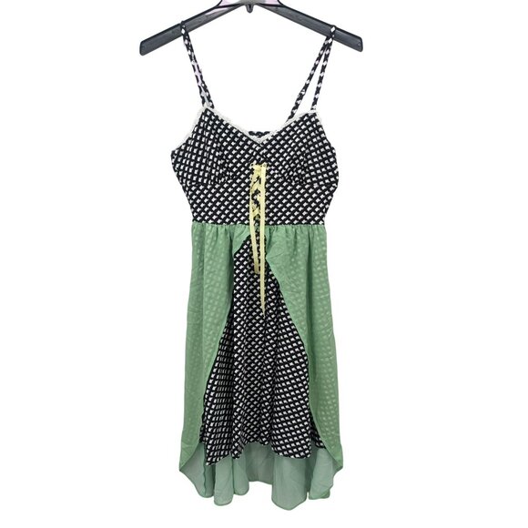 Hot Topic Babydoll Dress Women Size M Argyle Spaghetti Strap Fairy Whimsical Y2K - Picture 1 of 10